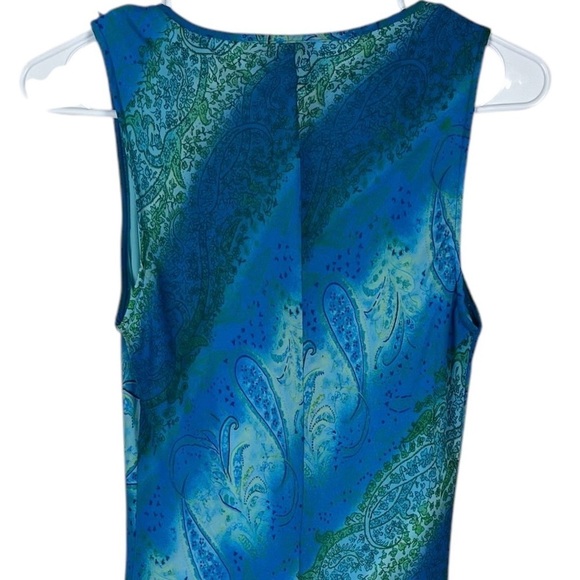 Vtg. Y2K My Michelle Sleeveless Blue Paisley Print Chiffon Midi Dress Sz. 7/8 - Picture 6 of 12